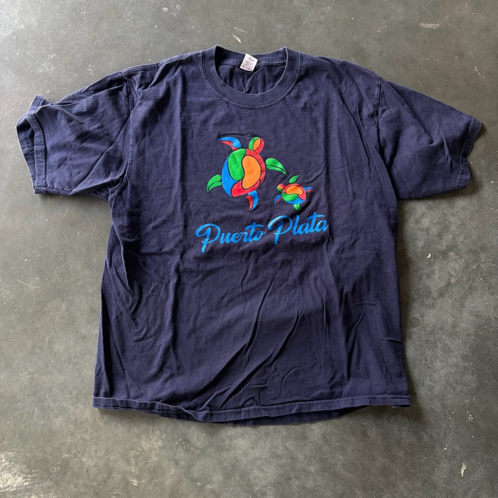 Ram Puerto Plata Sea Turtle Graphic T Shirt Navy Blue XL Mens Souvenir Tee